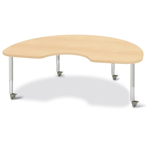 Berries Kidney Activity Table, 48 in. x 72 in., Mobile, Maple/Maple/Gray